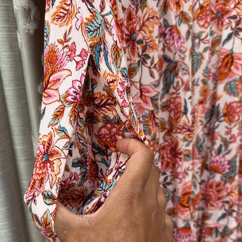 Indigo Rose Floral Pink Short Sleeve Maxi Dress Size Large - Picture 8 of 8